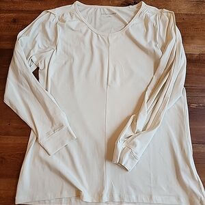 Soft Surroundings Knit Top Large Ivory Creme Long Sleeves With Slits